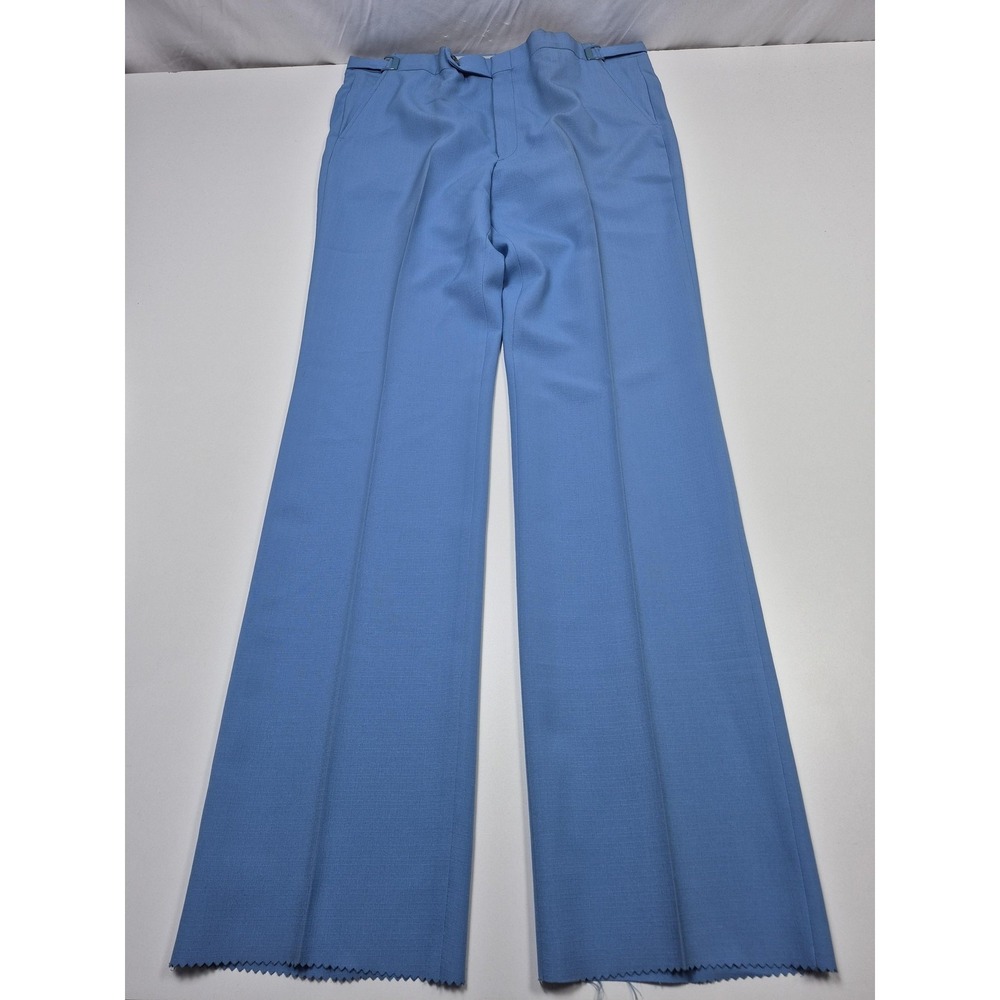 VTG Jaymar Dress Pants Mens 36x36 Blue Polyester Flat Front Unhemmed USA